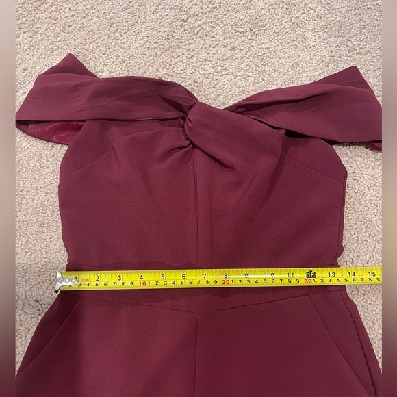 ADELYN RAE Red Crepe Twisted Off-Shoulder neckline Straight Leg Jumpsuit - Picture 8 of 11